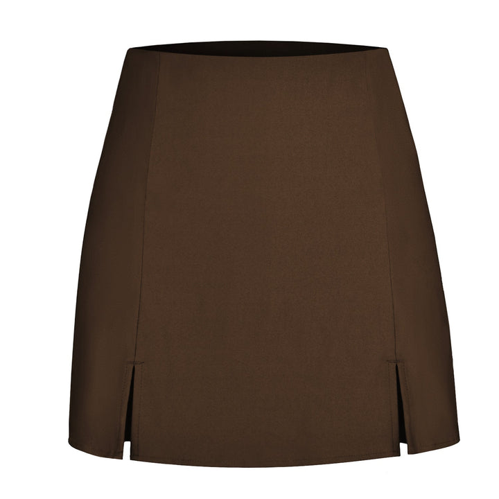 Double Slit Casual Pantskirt Thin Coat with Zip High Waist Short Pantskirt