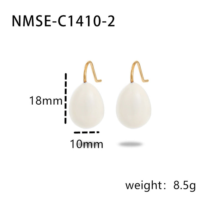 Summer Colorful Oil Necklace Titanium Steel Earrings Simple Design Light Luxury High Grade Sense Summer Water Drop Eardrops Non Fading