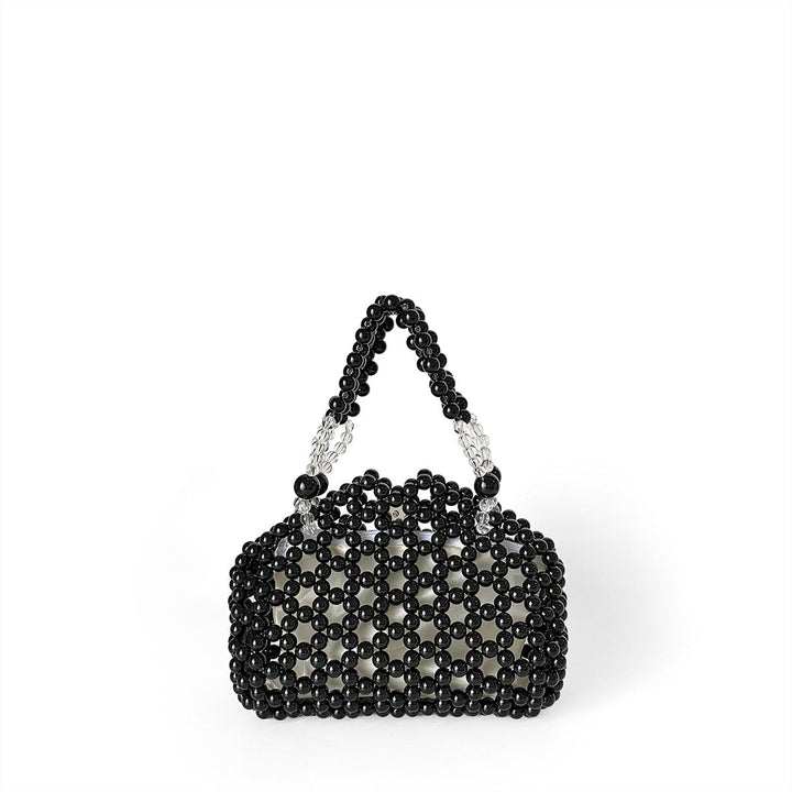 Niche Hollow Out Cutout Vacation Seaside Beach Bag Black Silver Woven Bag Personalized Handbag