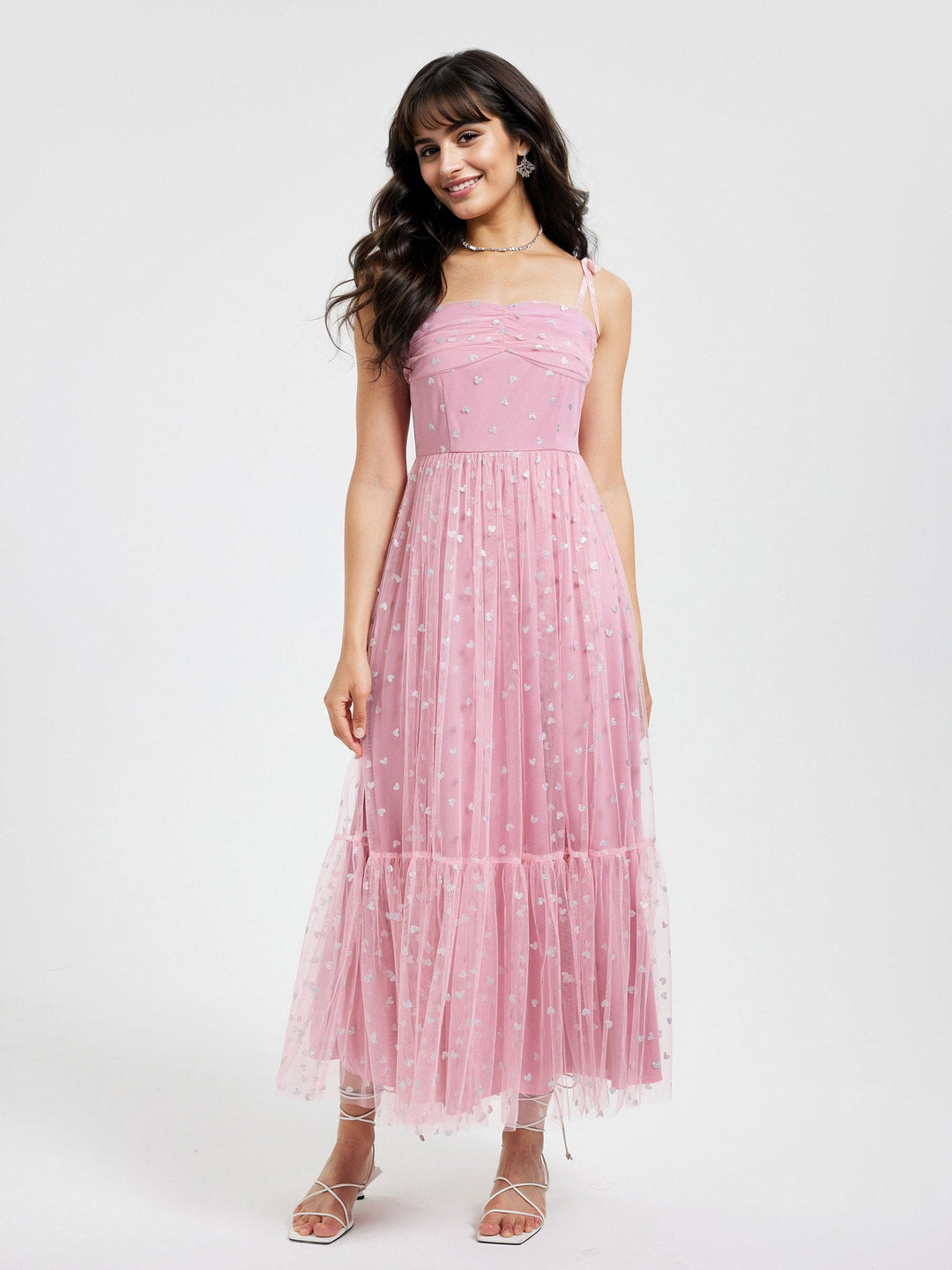 Graceful Summer Mesh High Waist Tied Dress