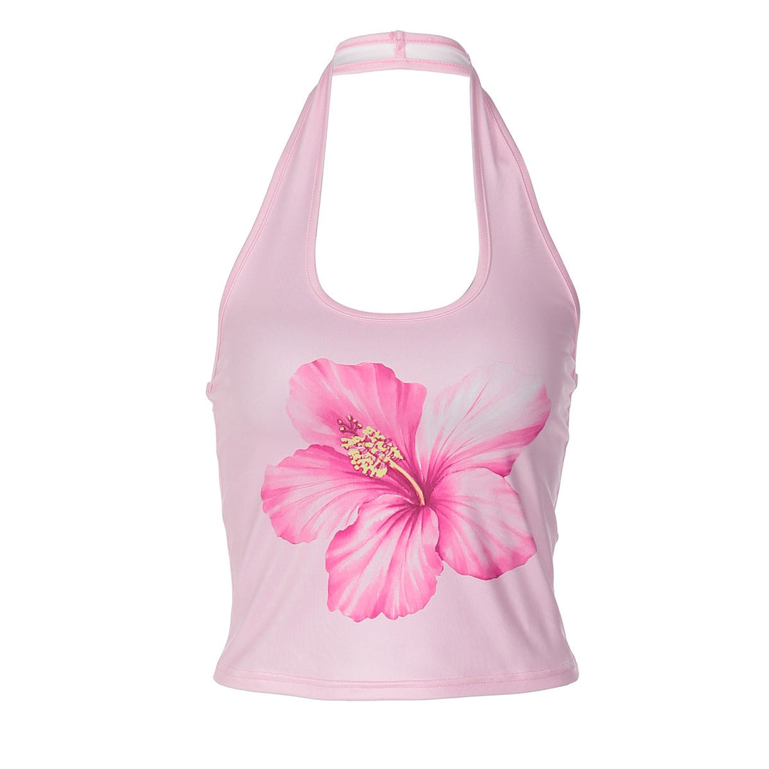 Summer Women Clothing Print Top Sexy Halter Slim Fit Vest