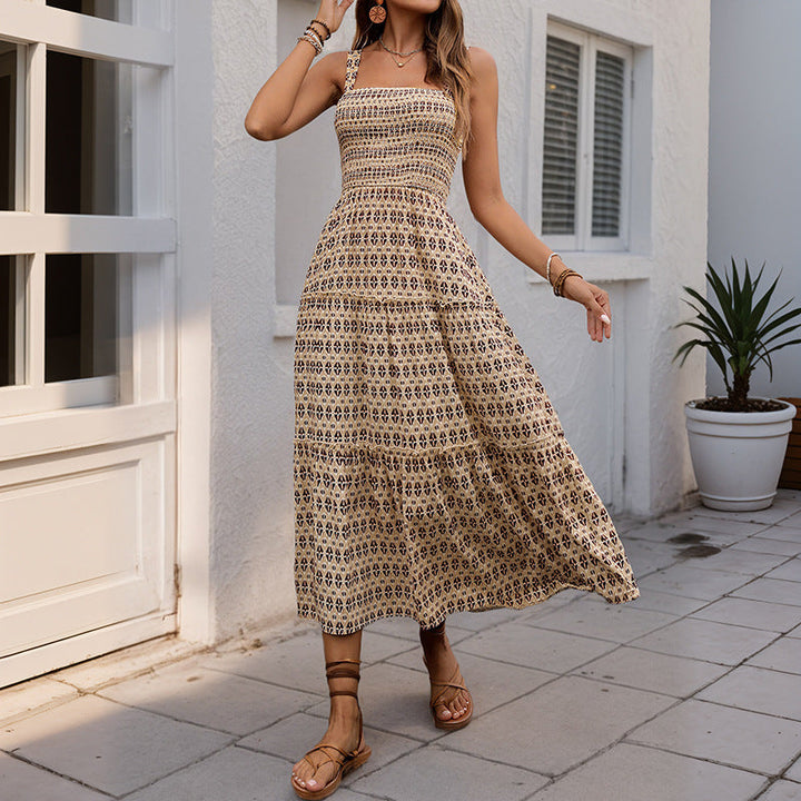Summer Smocking Swing Sling Dress