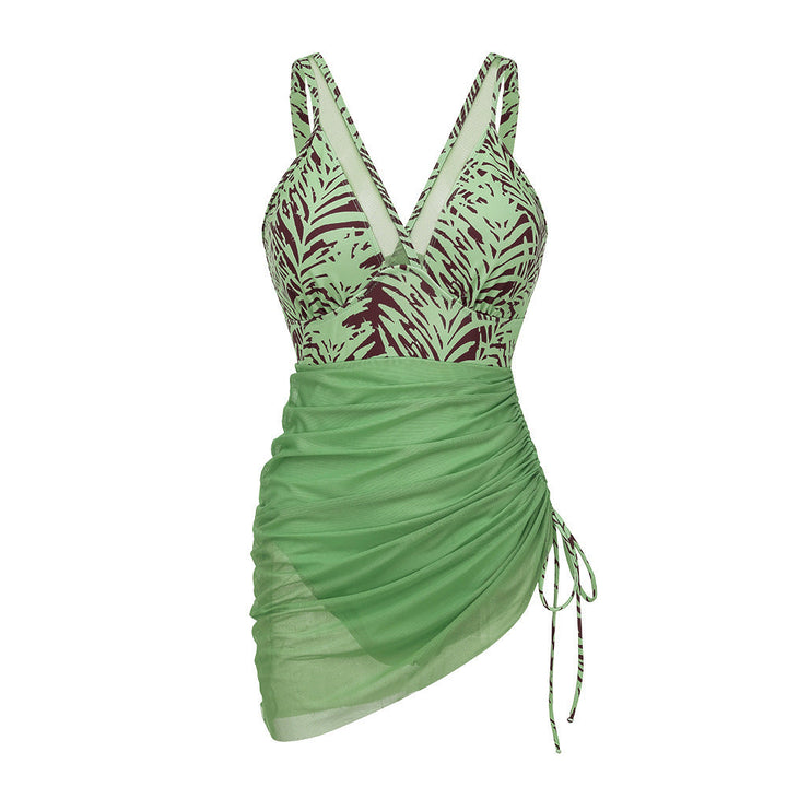 Swimsuit Mesh Stitching One Piece Printed One Piece Swimsuit Women