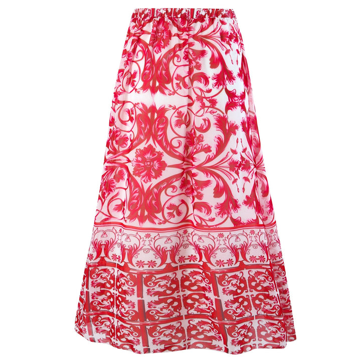 Spring Sexy Swimsuit Women Conservative Warm Printed Swimsuit Wrap Skirt Set