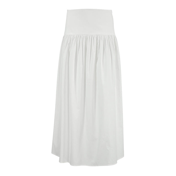 Fall French Casual Elegant High Waist Loose Comfortable White Cotton Long Skirt