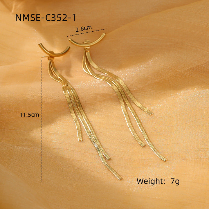 Simple Long Tassel Titanium Steel Earrings Arrival 18K Gold Light Luxury High Grade Stainless Steel Eardrop Earrings