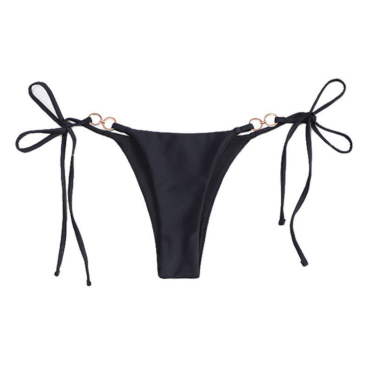 Solid Color Lace up Three Point Sexy Split Bikini Brazilian Beach Triangle Swimming Trunks Swimsuit