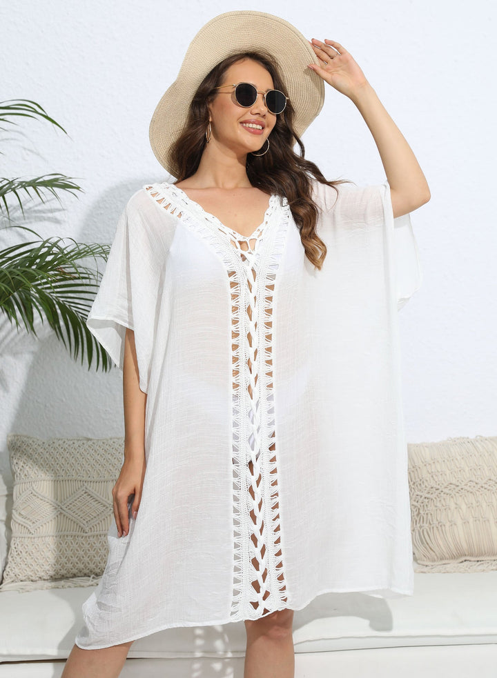Women Blouse Women Clothing Crochet Stitching Loose Dress Beach Bikini Cover up