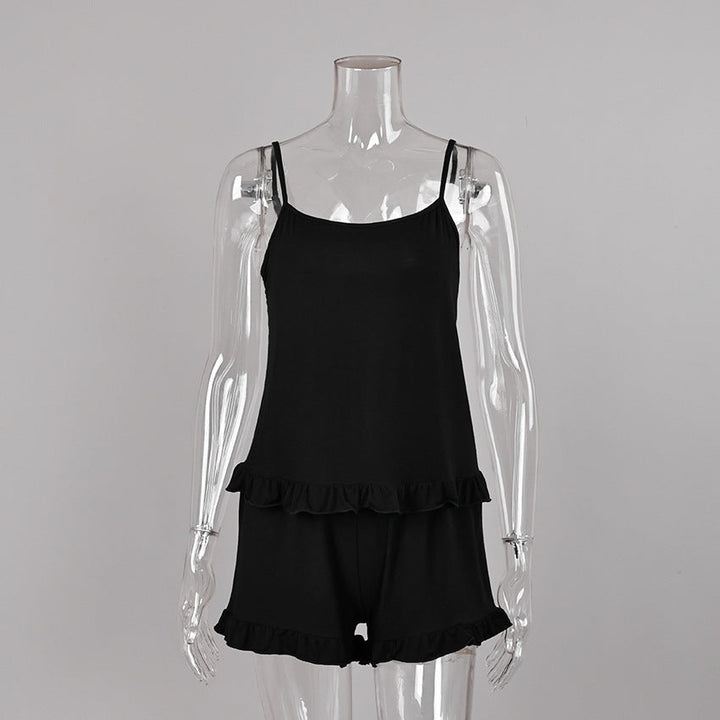 Knitted Modal Vest Top Wooden Ear Shorts Two Piece Soft Pajamas Home Wear