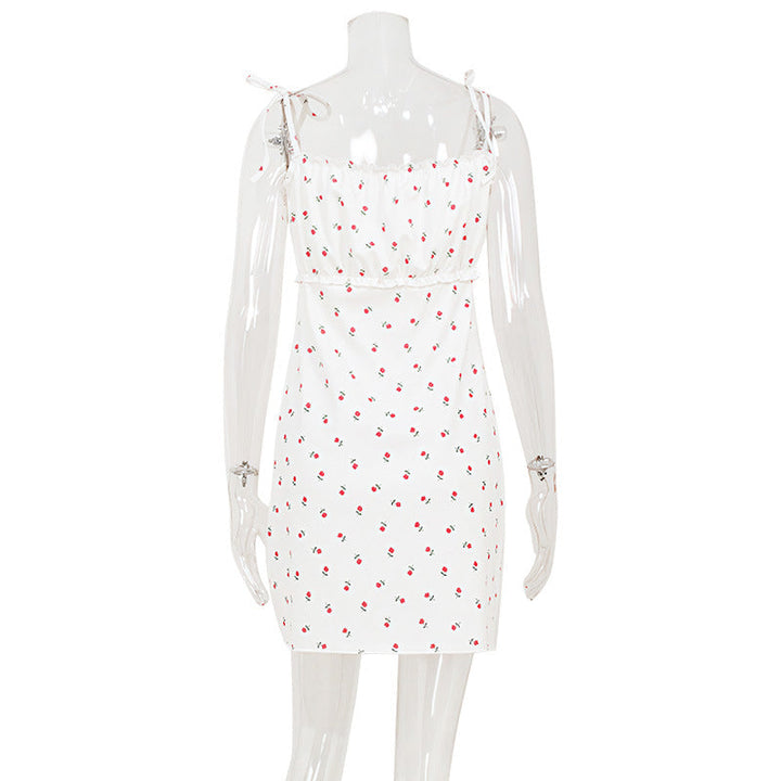 Summer Fresh Sweet Floral Strap Small High Waist Dress