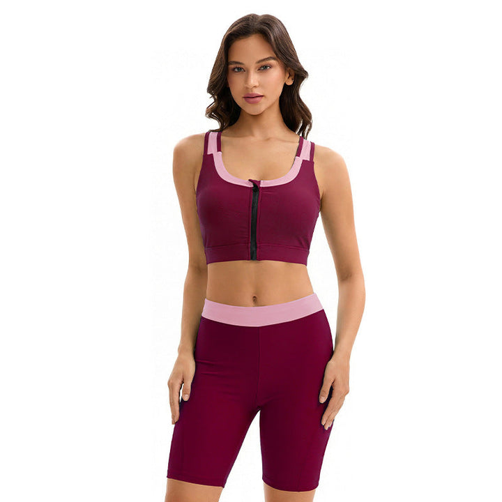 Swimsuit Women Split Two Piece Sets Racing High Waist Conservative Fifth Pants