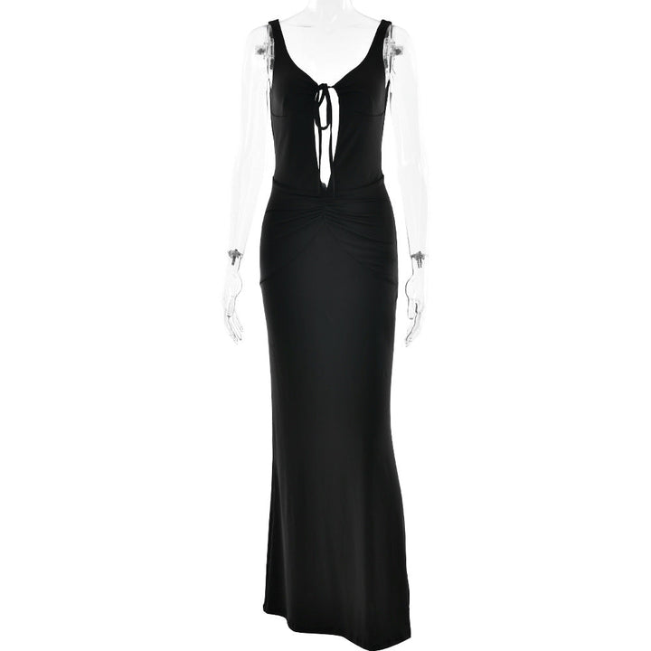 Summer Arrival Strap Dress Women Sexy Backless Hollow Out Cutout Pleated Dress