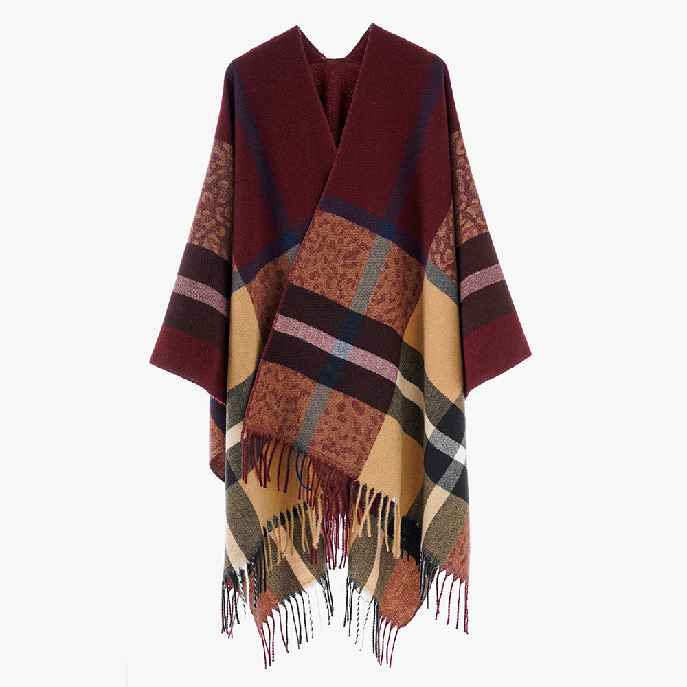 Arrival Shawl Women Plaid Shawl Cardigan Warm Tassel Outer Shawl