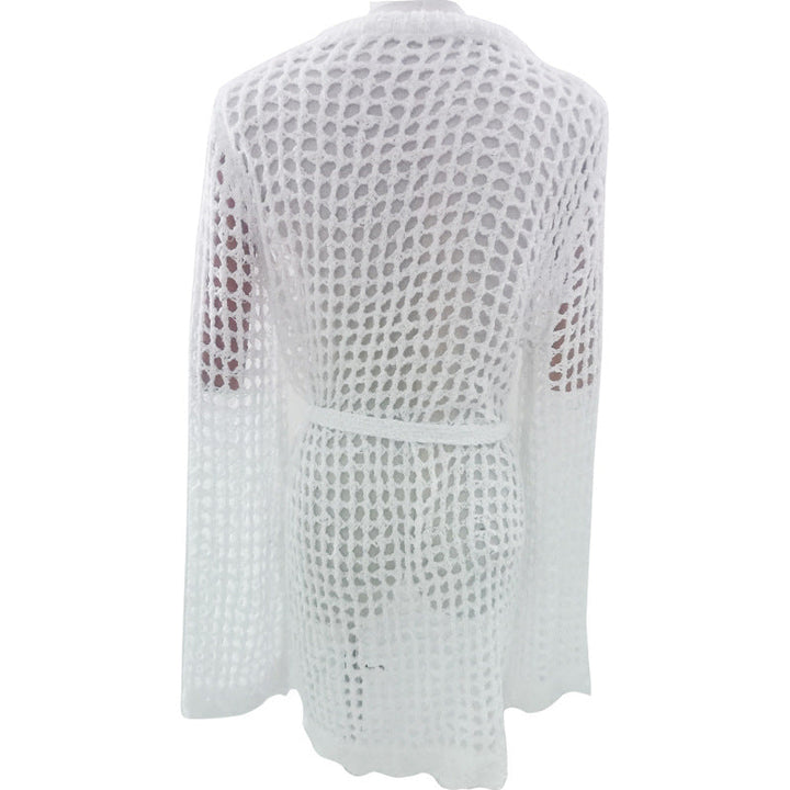 Spring Summer Hollow Out Cutout Beach Holiday Knitted Blouse Crocheted Chiffon Shirt Beach