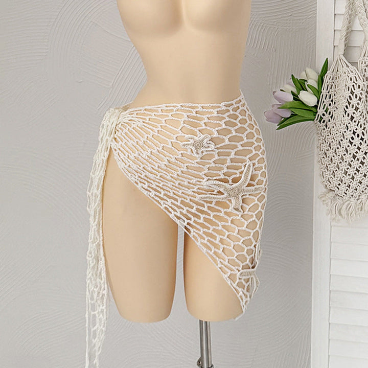 Summer Hollow Out Cutout Starfish Hand Crocheting Beach Triangle Shawl Sexy Fishnet Sunscreen Beach Towel