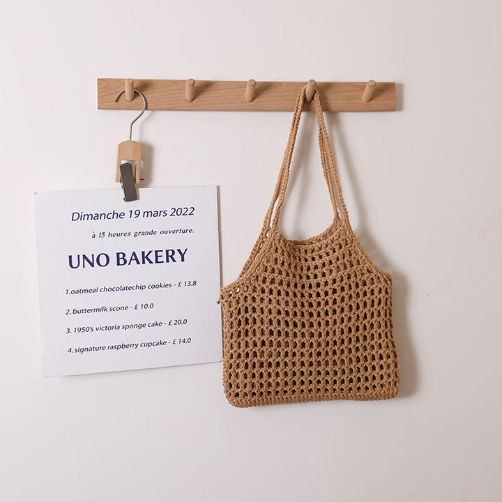Hollow Out Cutout Portable Cotton Woven Bag Casual Straw Bag Holiday Beach Bag All Match Women Bag