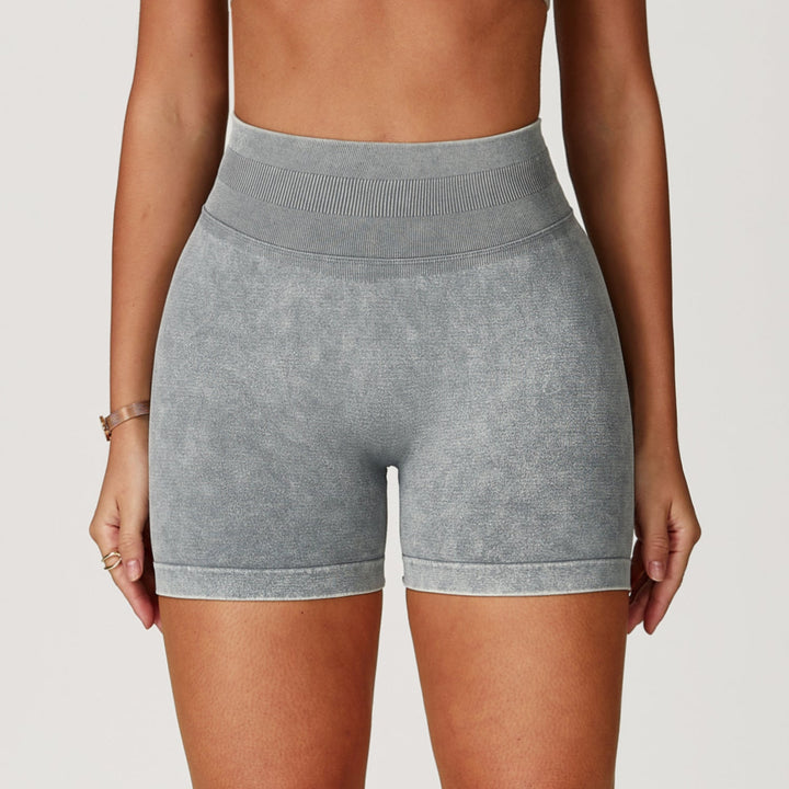 Sollinarry Seamless Stone Washed Yoga Shorts High Waist Hip Lift Shorts Skinny Running Sports Fitness Yoga Pants Women