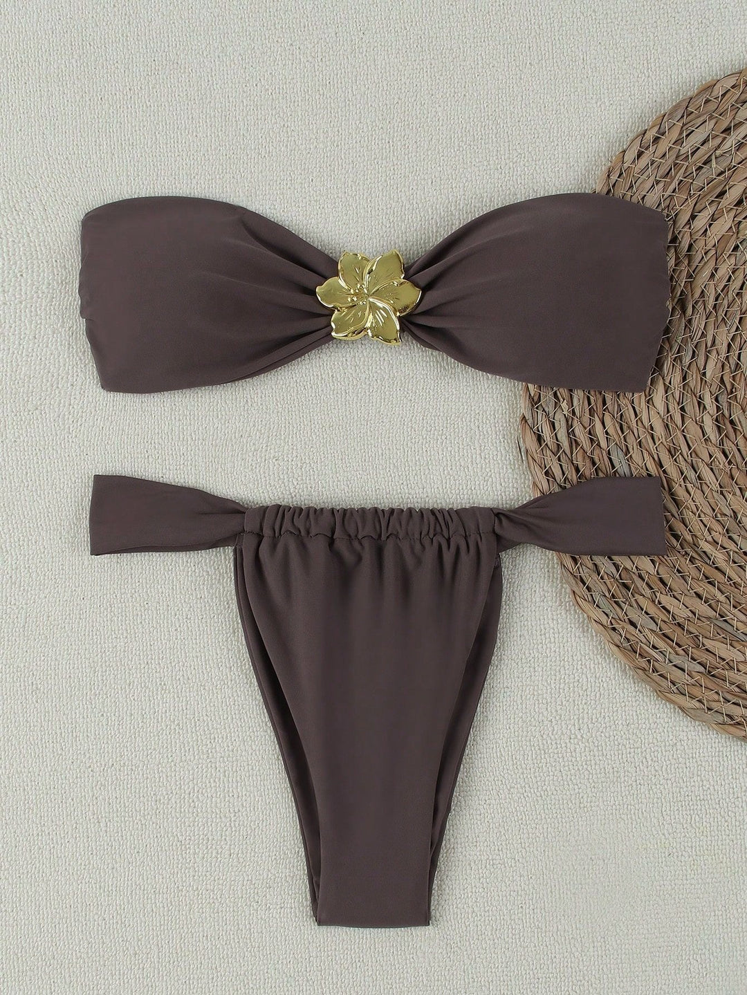 Bikini Solid Color Tube Top Sexy Split Bikini Swimsuit Women