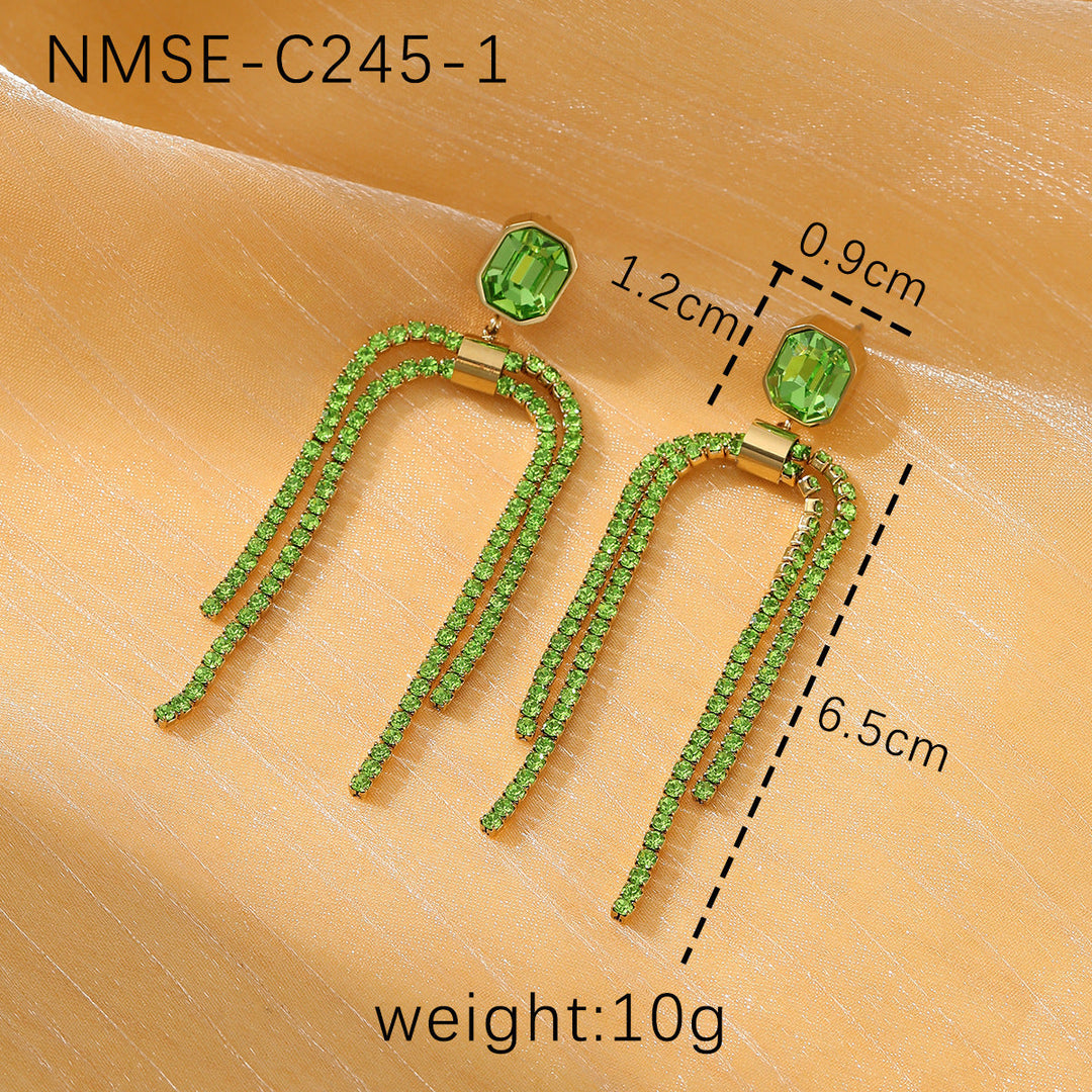 Tassel Pearl Titanium Steel Earrings Women Light Luxury High Grade Diamond Embedded Non Fading Stainless Steel Eardrop