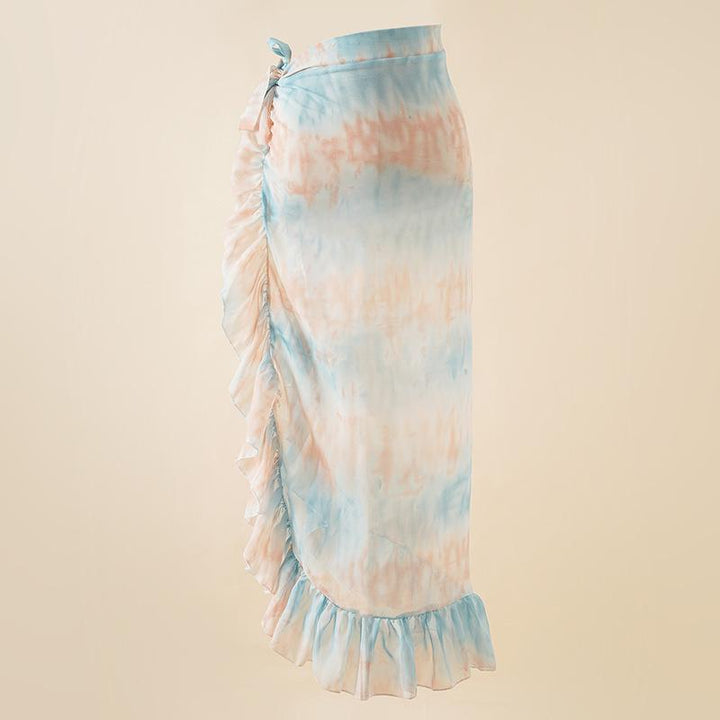 Chiffon Printed Beach Cover up Sexy Slit Skirt Vacation Skirt Beach Cover Up Women