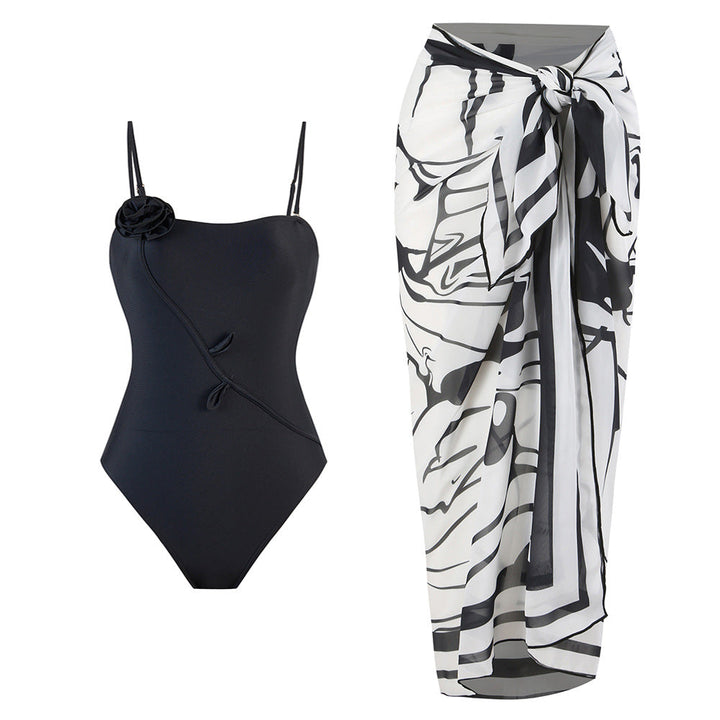 3D Three Dimensional Floral One Piece Swimsuit Women Sexy Dress Swimsuit Outfit