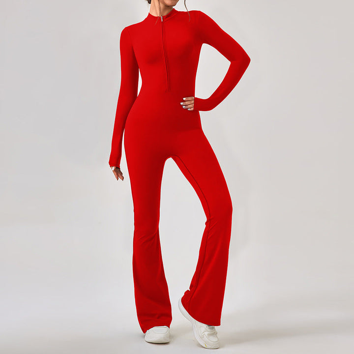Long Sleeve Zipper Pants Slim Fit Women One Piece Hip Lifting Sport Sportswear
