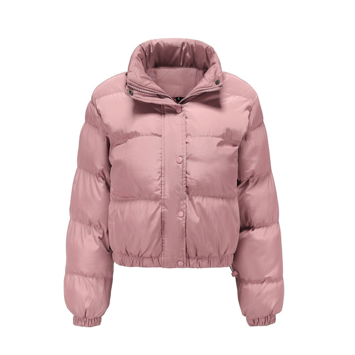 Autumn Winter Women Clothing Short Cotton Jacket Women Long Sleeve High Collar Warm Coat Loose Casual Cotton-Padded Clothes
