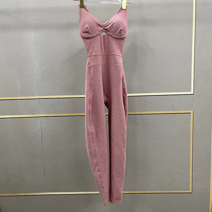 Cross Adjustable Shoulder Strap Yoga Jumpsuit Dance Belly Contracting Peach Hip Sports Stretch Tight Jumpsuit