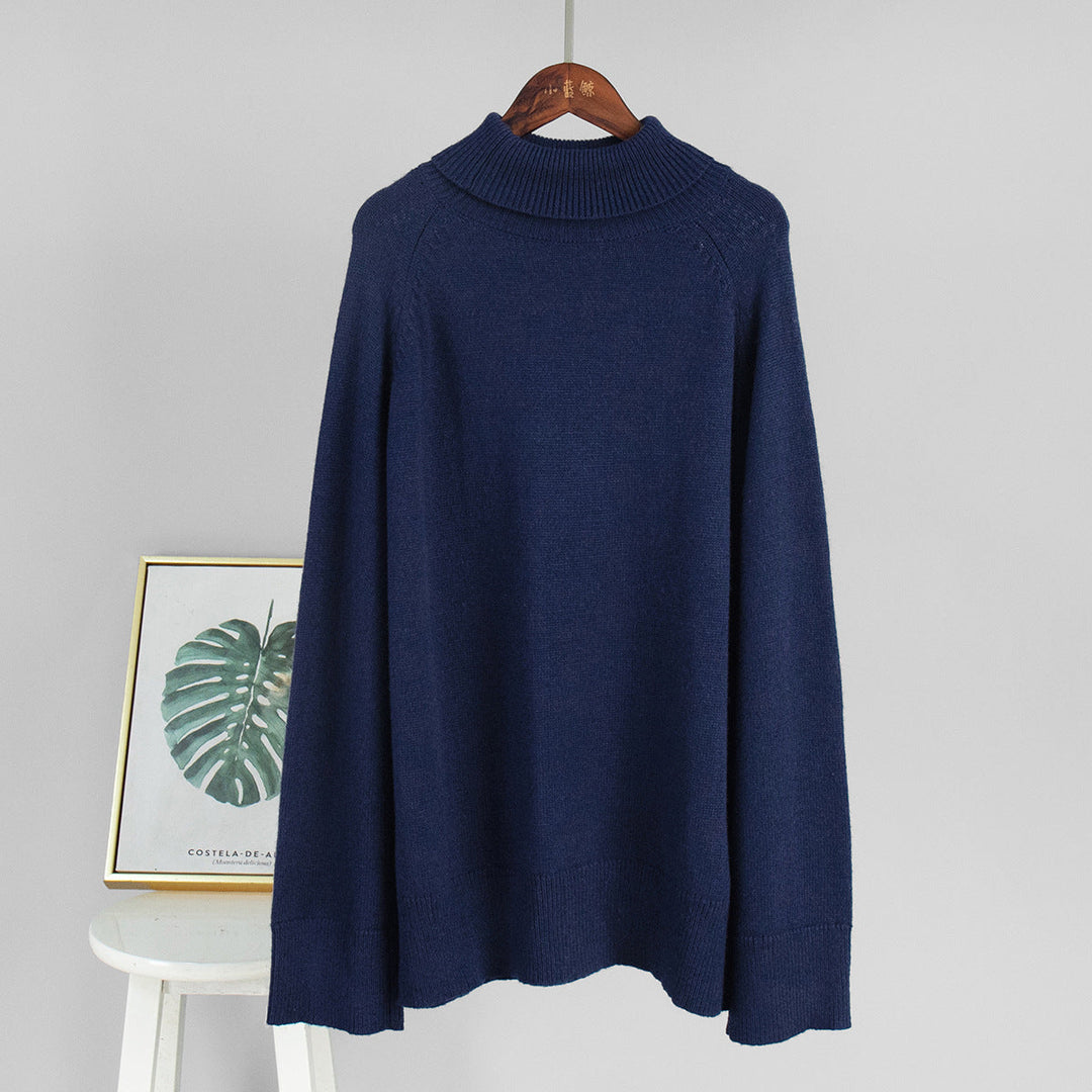 Wool Turtleneck Sweater Autumn Winter Loose Pullover Sweater Thermal Knitting Sweater for Women