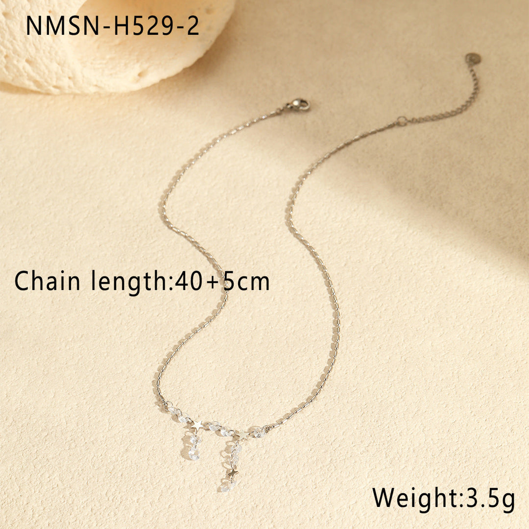 Exquisite Tassel High Grade Stainless Steel Necklace Plated 18 Real Gold Inlaid Zircon All Match Clavicle Chain