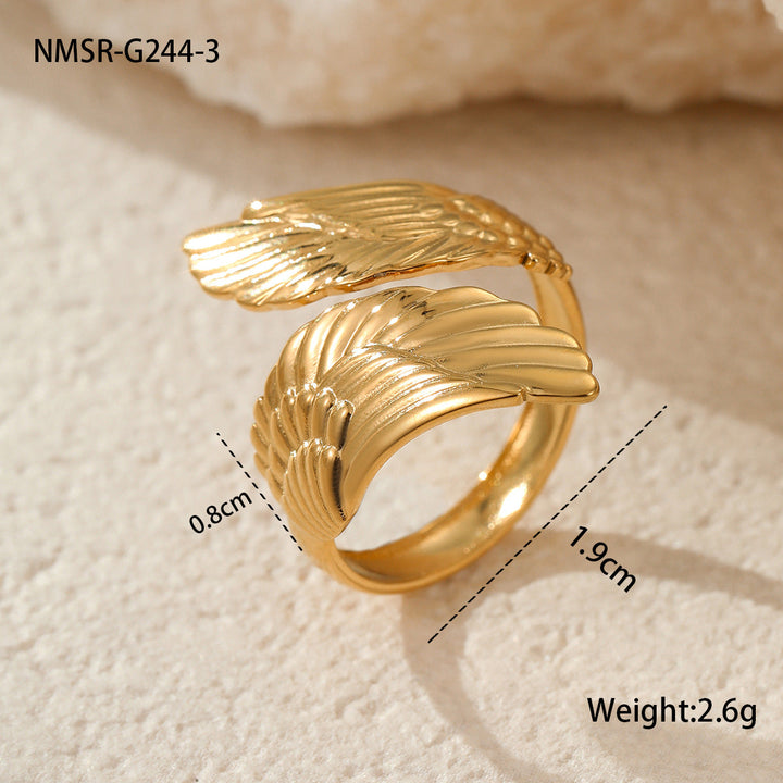 Fashionable Trendy Cool Design Stainless Steel Ring 18K Gold Simple Advanced French Finger Ring Jewelry