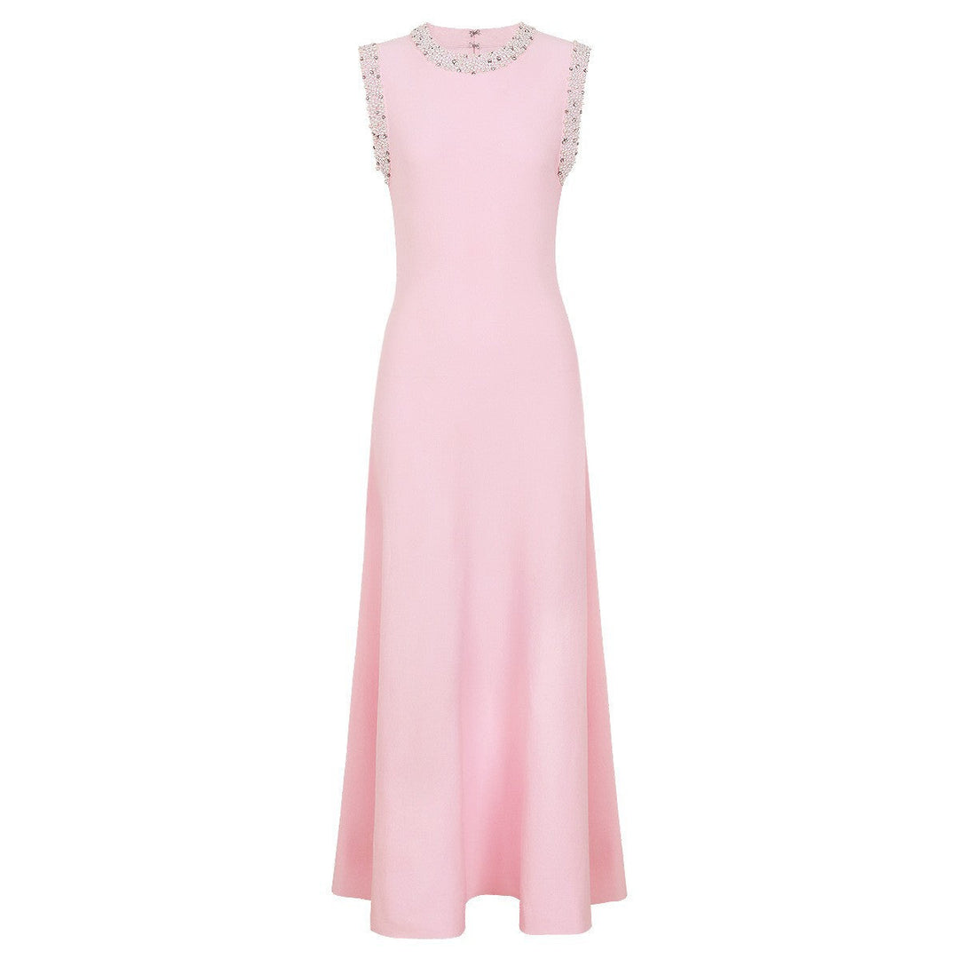 Summer Ladies Internet Popular Slim-Fitting Slimming Rhinestone Sleeveless Maxi Dress Women