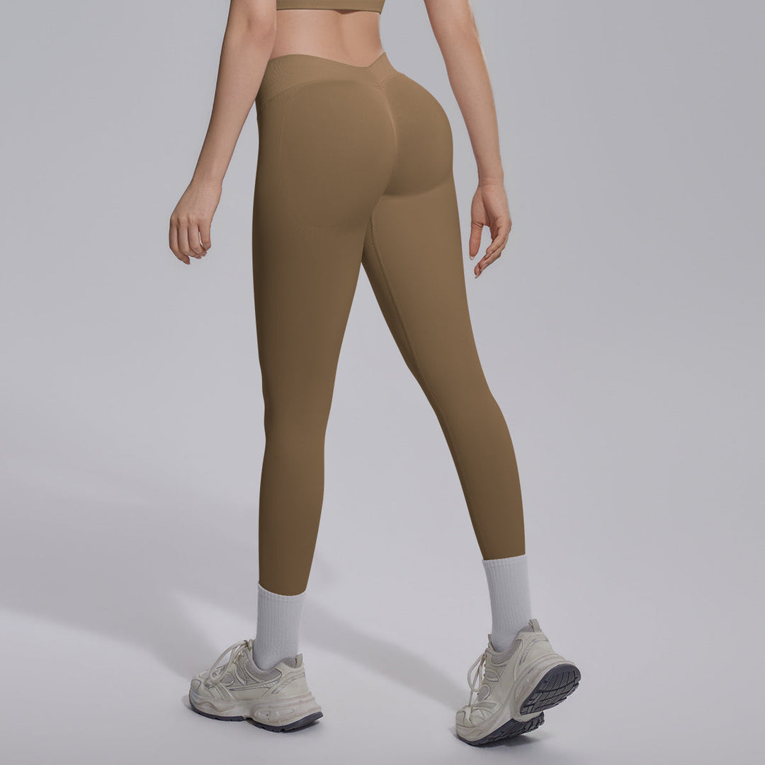 Peach Hip Seamless Knitted Yoga Pants V Skinny Slimming Running Sports Quick Drying Fitness Trousers