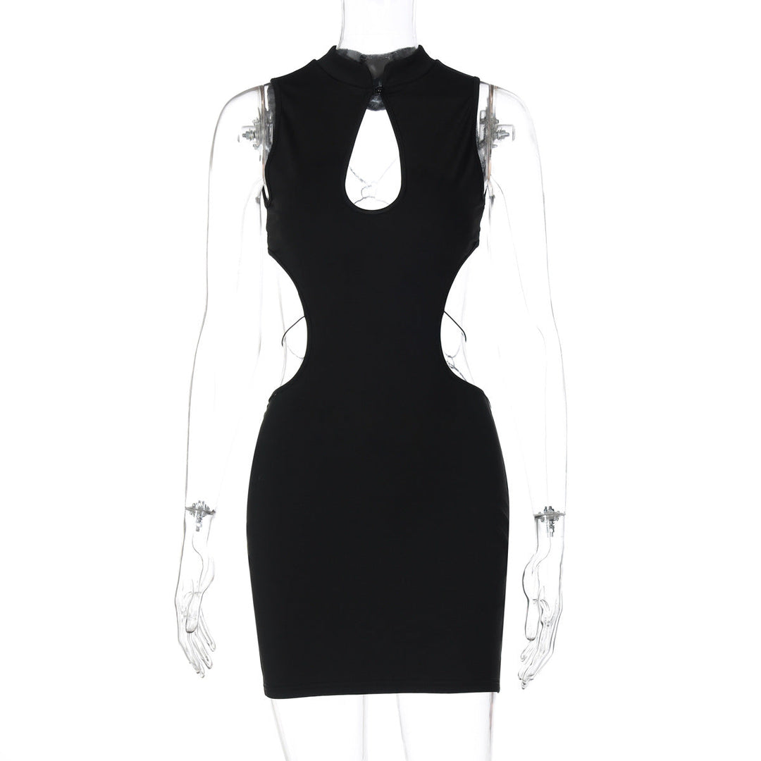 Street Sexy Hollow Out Cutout Backless Stitching Butterfly Metal Decoration Short Sexy Dress