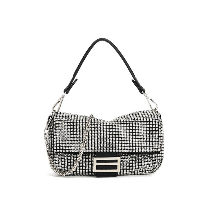 Diamond Embedded High Grade Shoulder Messenger Bag Fashionable Dinner Bag Niche Full Diamond Portable Underarm Bag Women