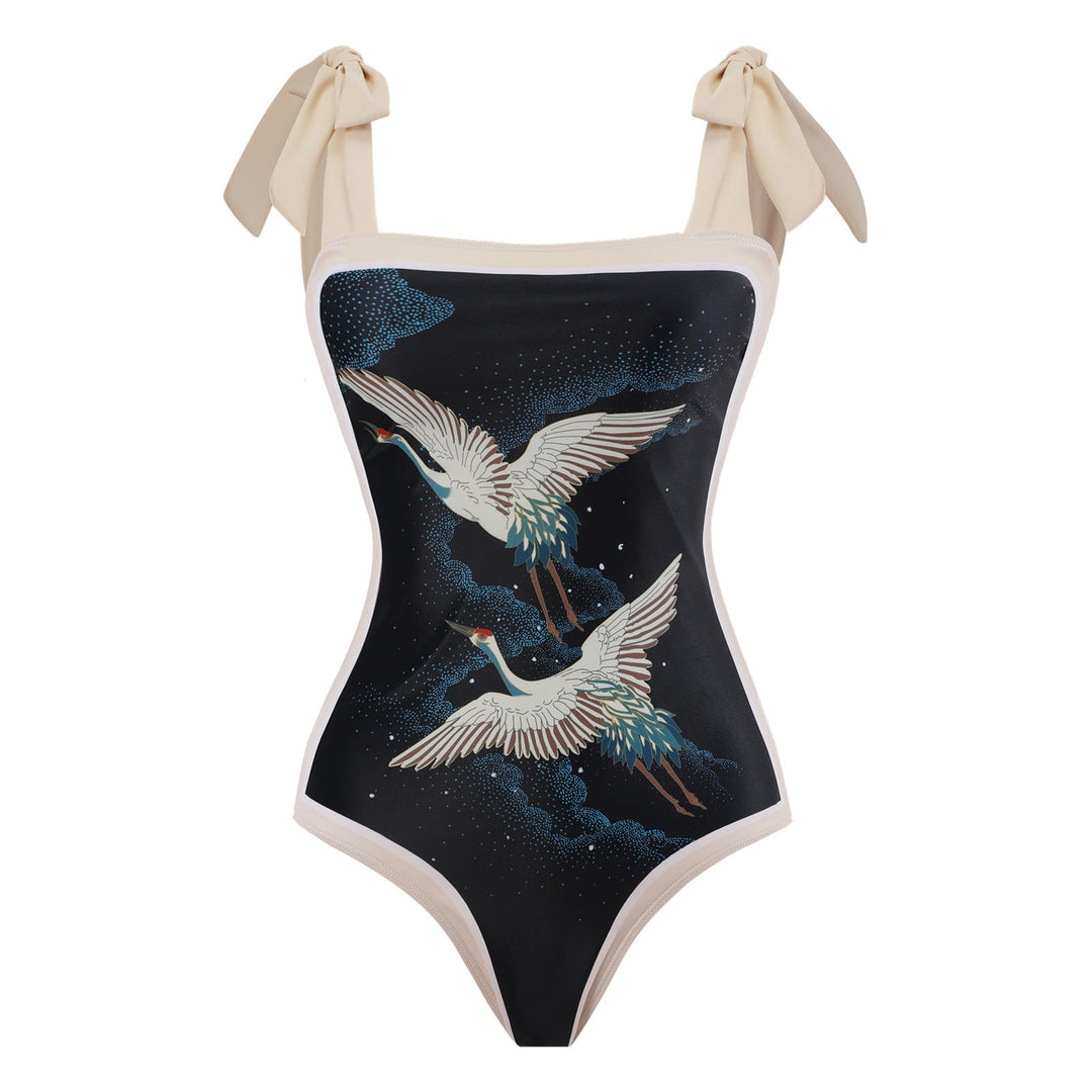 Retro Swimsuit Conservative One Piece Spring Swimsuit Suit Women Chiffon Blouse