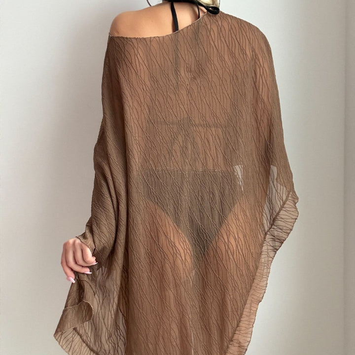 Women Solid Color Vacation Blouse Swimsuit