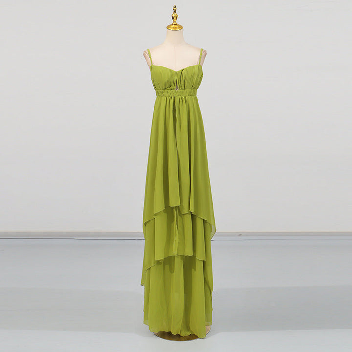 Vacation Tube Top Dress Camisole Irregular Asymmetric Design Solid Color Maxi Dress for Women