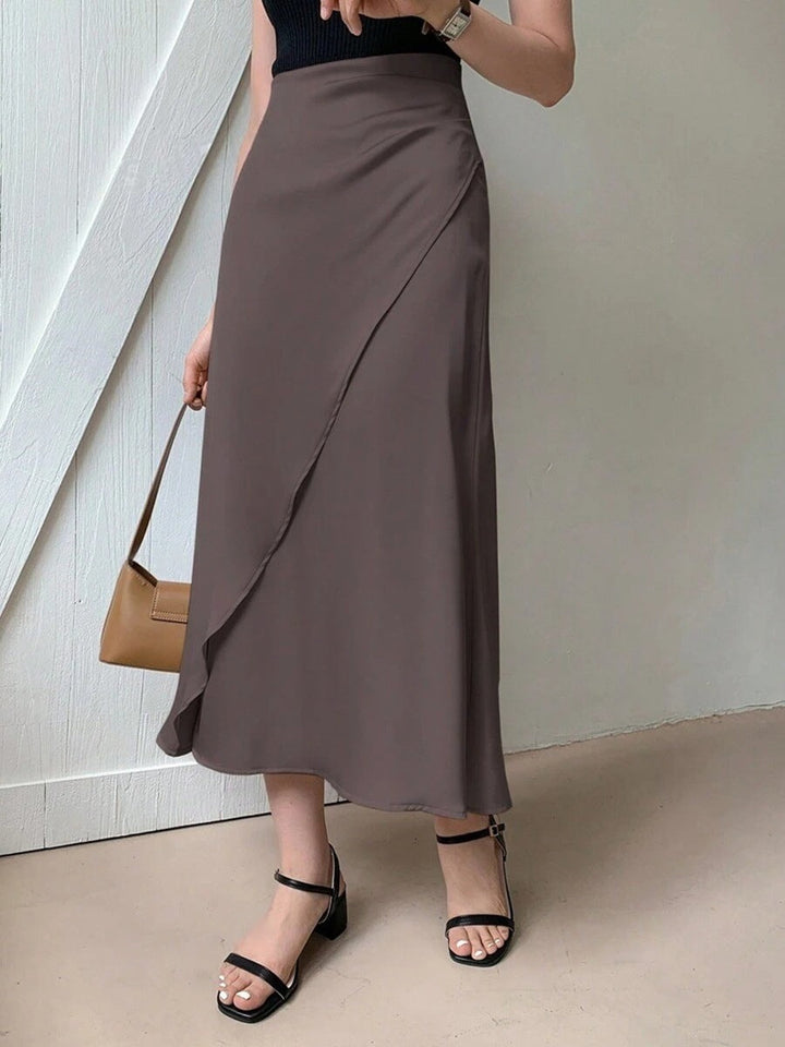 Popular Satin Satin Skirt Mid Length Artificial Silk Skirt