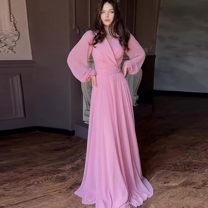 Summer Long Elegant Graceful Stitching Floral Waist Dress