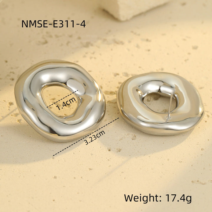 Hollow Out Cutout Irregular Asymmetric Hollow Out Cutout round Stainless Steel Studs 18K Gold Women Titanium Steel Earrings Earrings