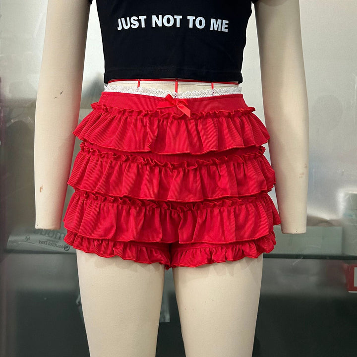 Women Pantskirt Multi Layer Cake Pants Multi Color Sexy Lace Shorts