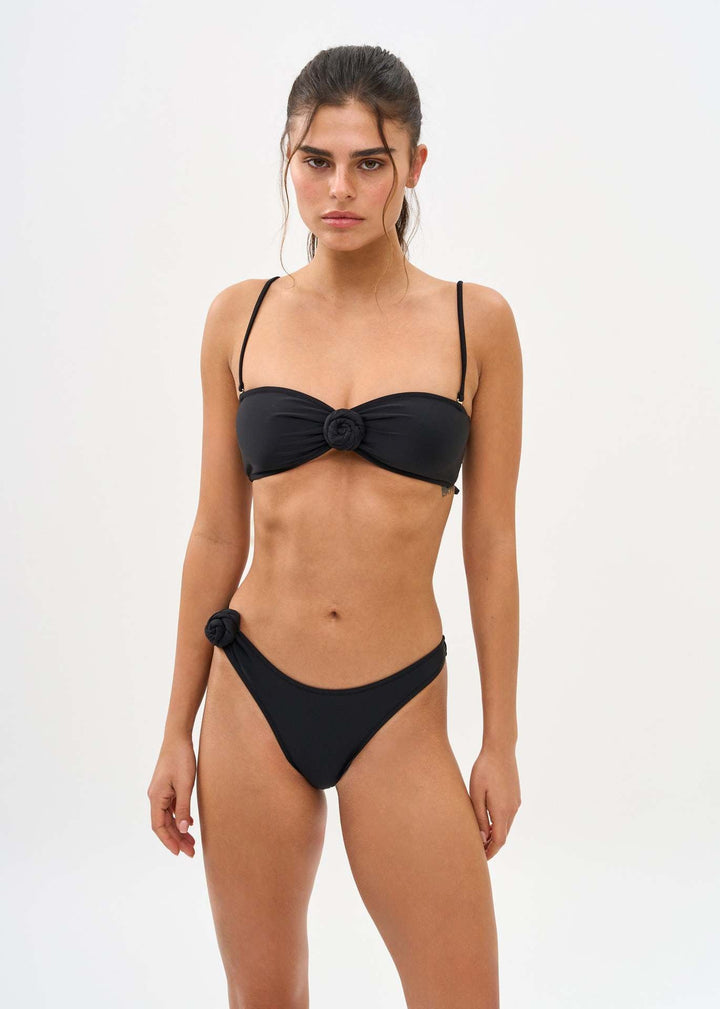 Solid Color Light Nylon Three Dimensional Floral Split Swimsuit Women Sexy High Waist Bikini