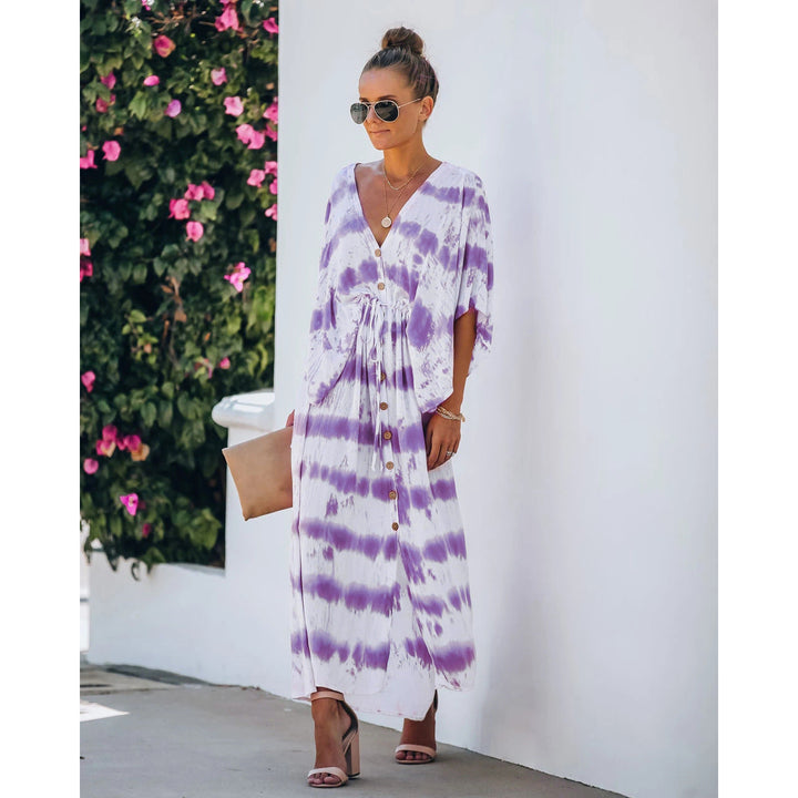 Spring Summer Lace Tie Dye Loose Dress Home Casual Dress