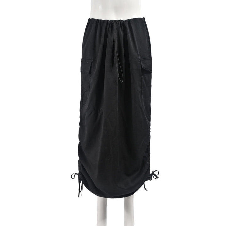 Women Personalized Pocket Elastic Waistband Drawstring Outdoor Skirt for Women