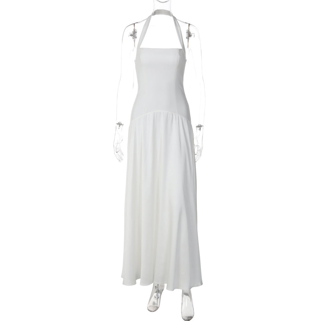 Women Clothing Summer Sexy Backless Zipper Elegant High Grade Halter Dress