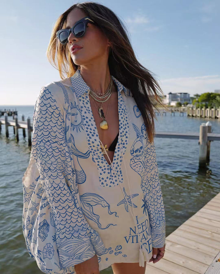 Casual Positioning Printing Satin Two Piece Sets