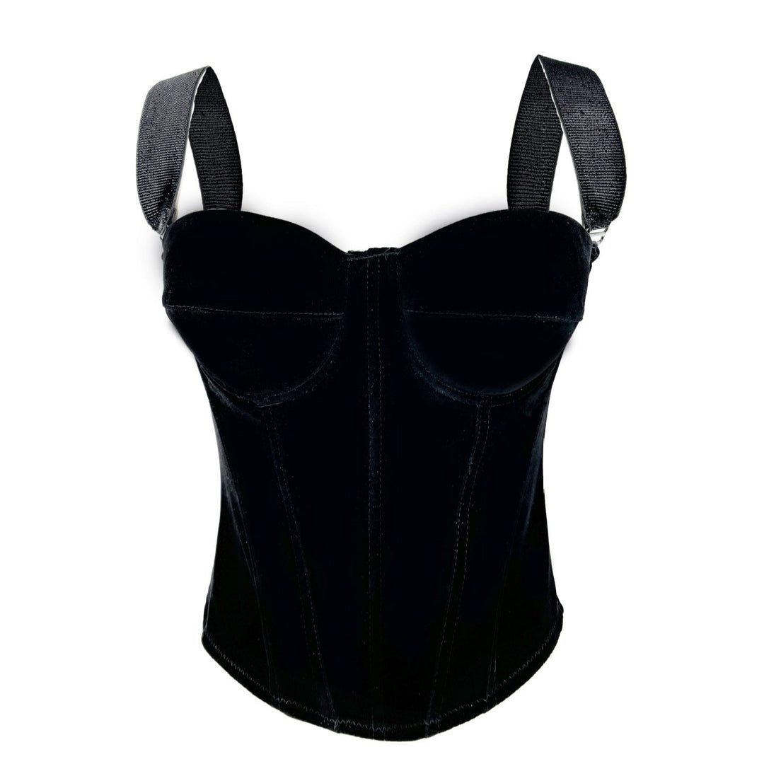 Supply Black Velvet Zipper High Grade Inner Tight Corset Outer Wear Boning Corset Corset Sling