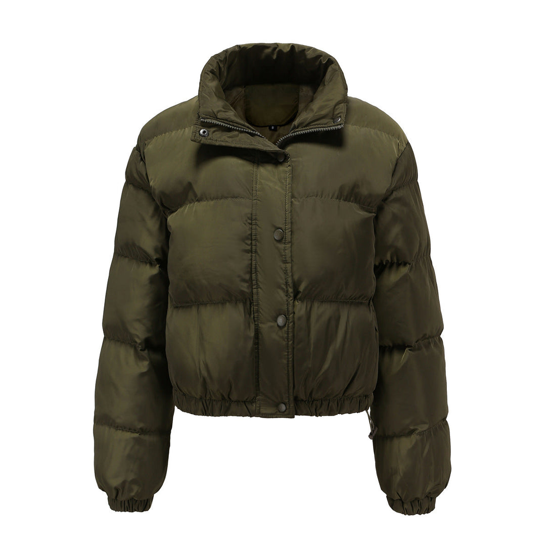 Autumn Winter Women Clothing Short Cotton Jacket Women Long Sleeve High Collar Warm Coat Loose Casual Cotton-Padded Clothes