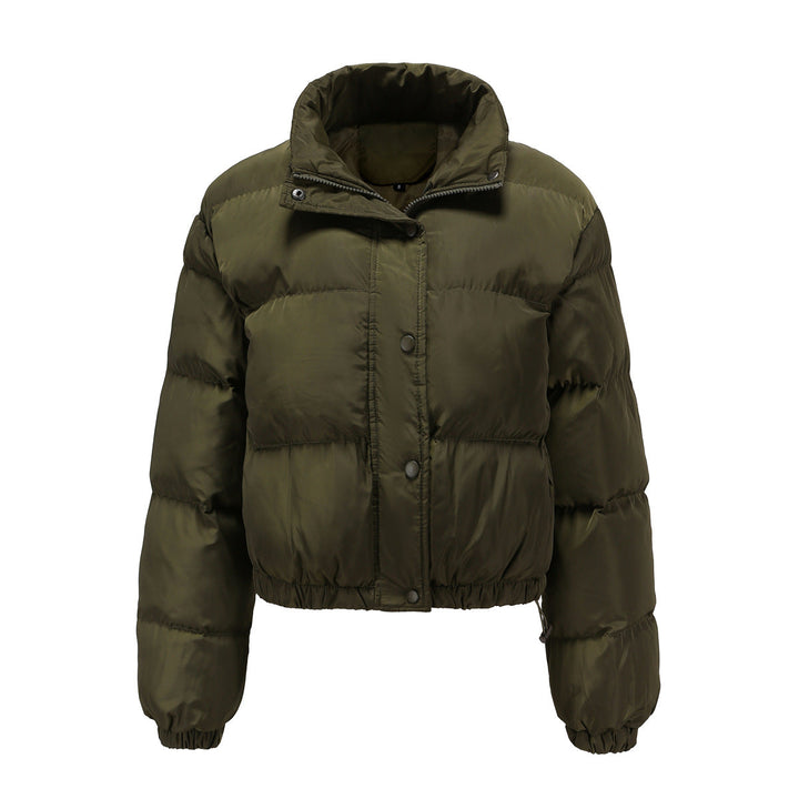 Autumn Winter Women Clothing Short Cotton Jacket Women Long Sleeve High Collar Warm Coat Loose Casual Cotton-Padded Clothes